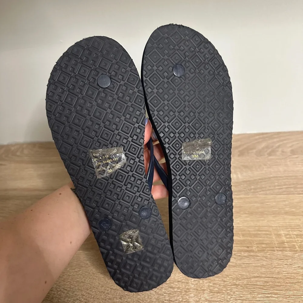 Tory Burch Flip Flops Women US 9 Poetry of Things Floral Logo Thong Sandals NWOT